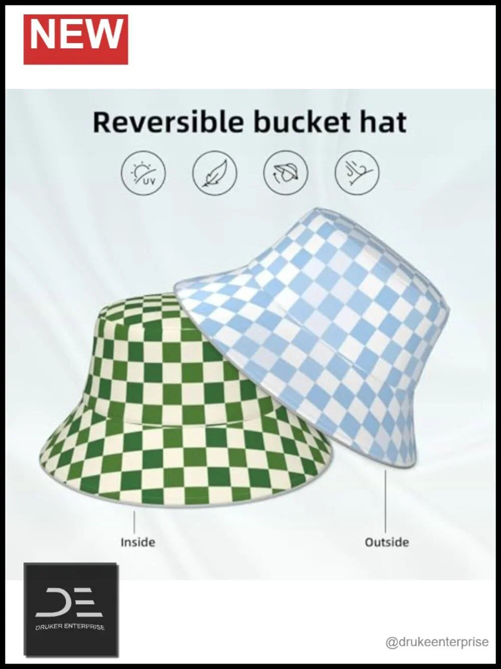 Reversible Bucket Hat with UV Protection for Women Men